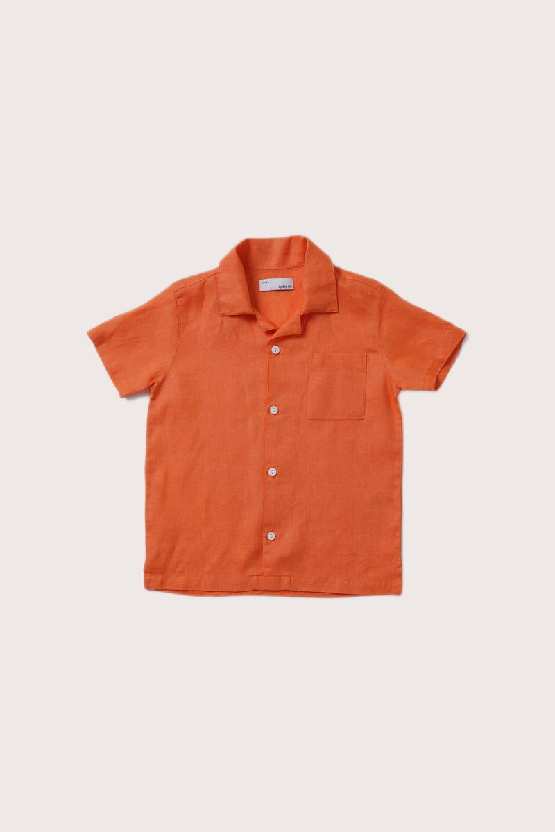 By The Sea Bali Kai Linen Shirt in Orange with a refined relaxed-fit silhouette