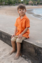 Kai Linen Shirt in Orange designed for effortless coastal elegance