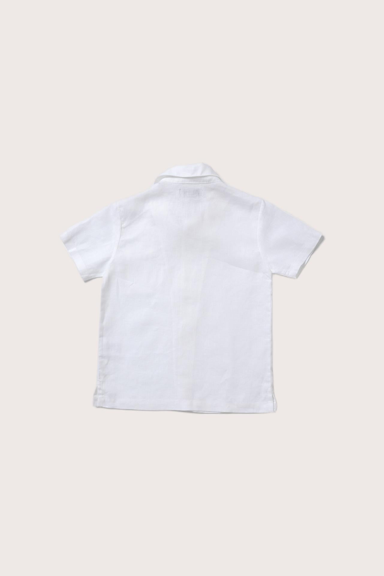 Elegant back view of the Kai Linen Shirt in White