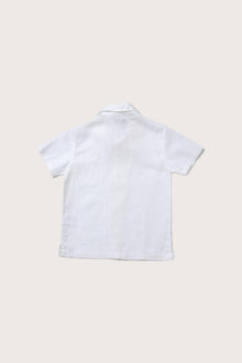 Elegant back view of the Kai Linen Shirt in White