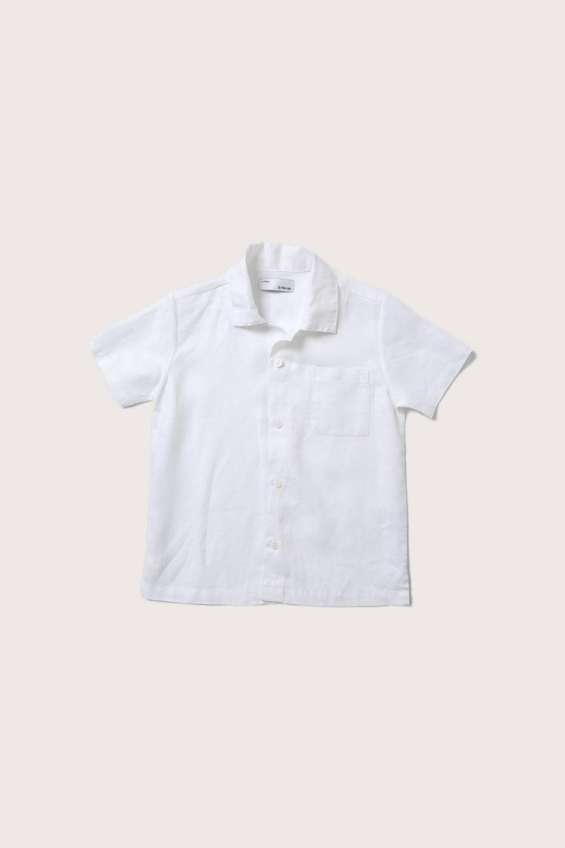 By The Sea Bali Kai Linen Shirt in White with a refined relaxed-fit silhouette