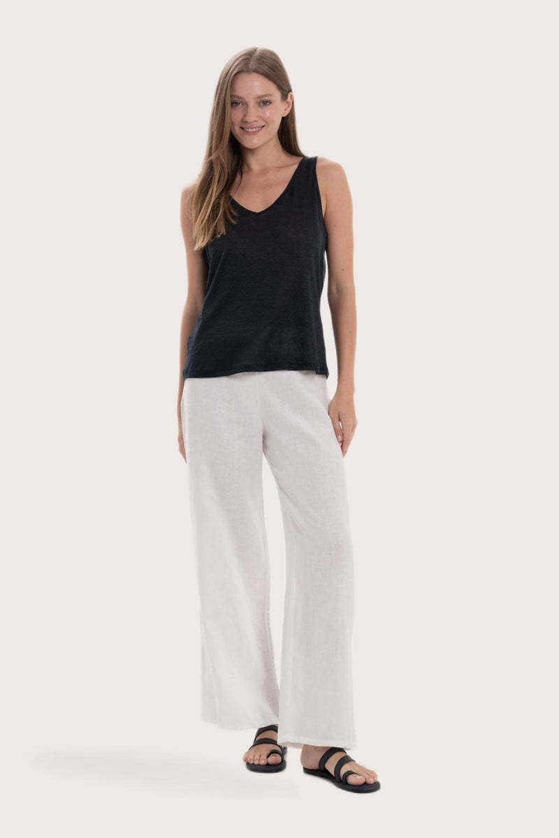 By The Sea Bali Kallu Linen Tanktop in Navy with a relaxed and sophisticated silhouette