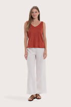 By The Sea Bali Kallu Linen Tanktop in Red with a relaxed and sophisticated silhouette