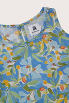 Flowing resortwear dress featuring the signature Blue Forest motif