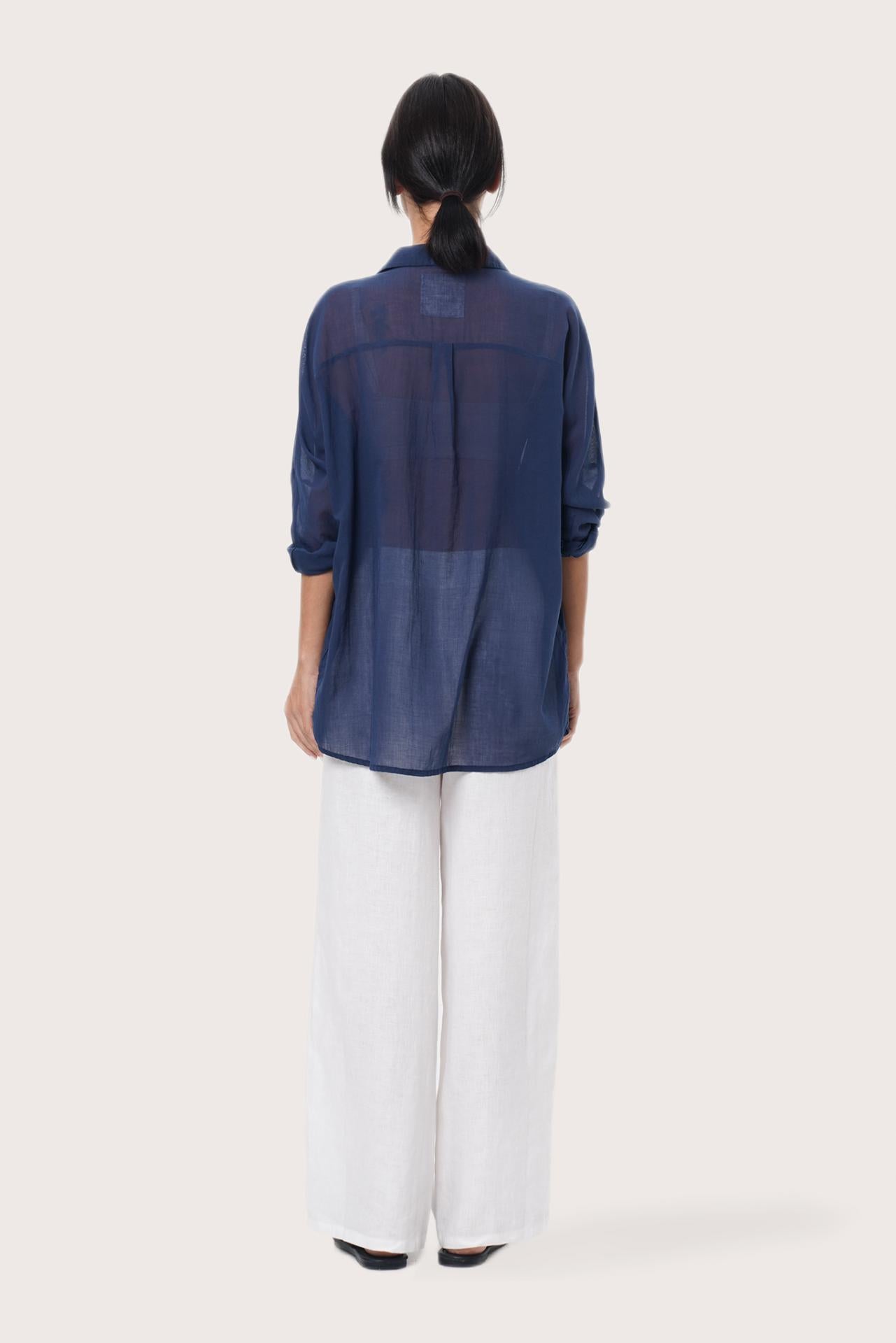 By The Sea Bali Back view of the Kami Shirt in Navy