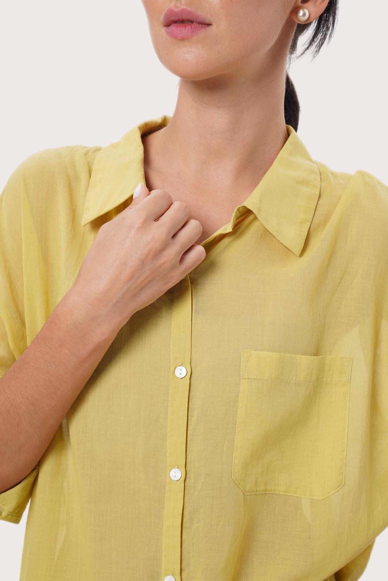 By The Sea Bali Tailored detail of the Kami Shirt in Yellow