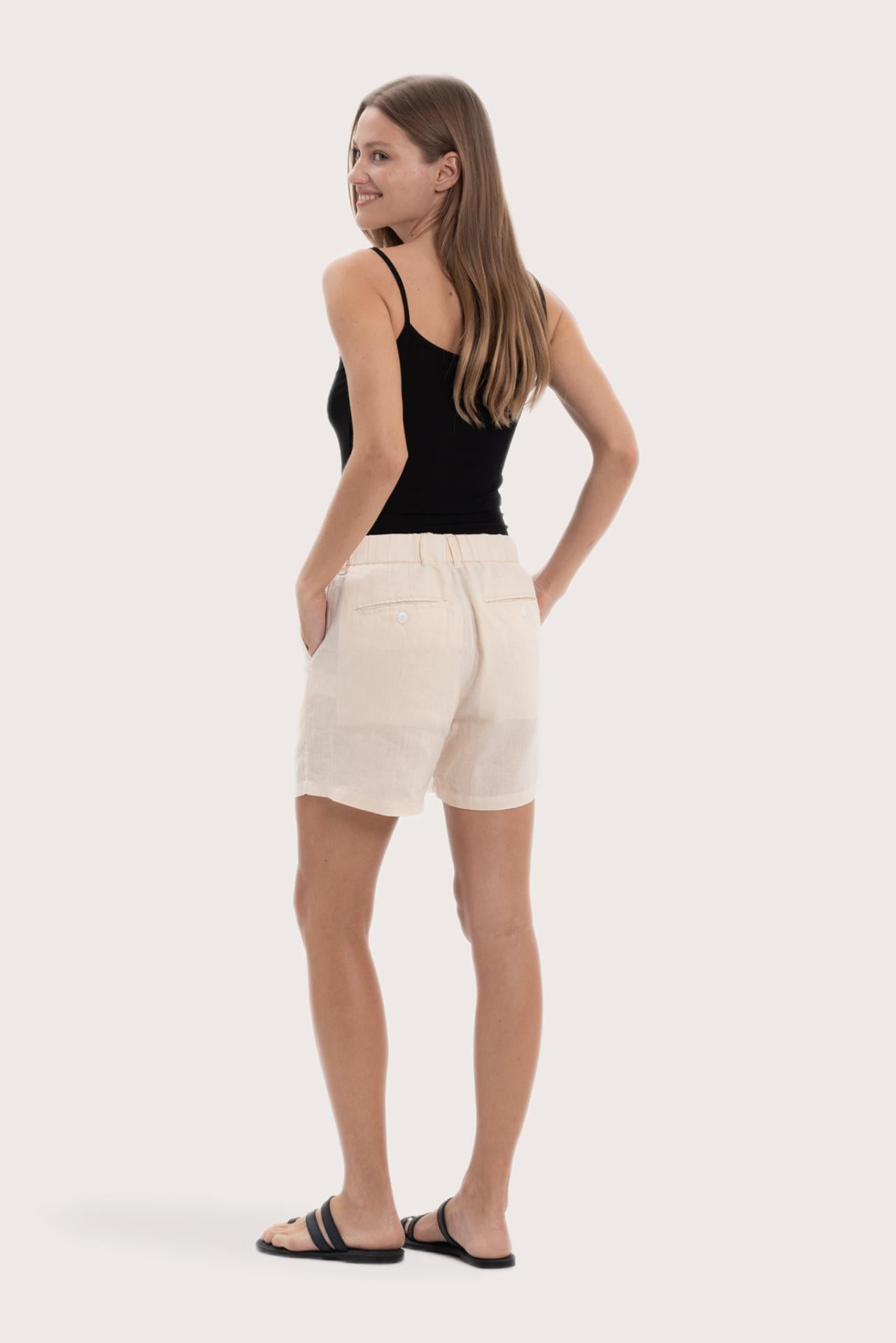 Elegant back view showcasing the clean tailoring and effortless fit