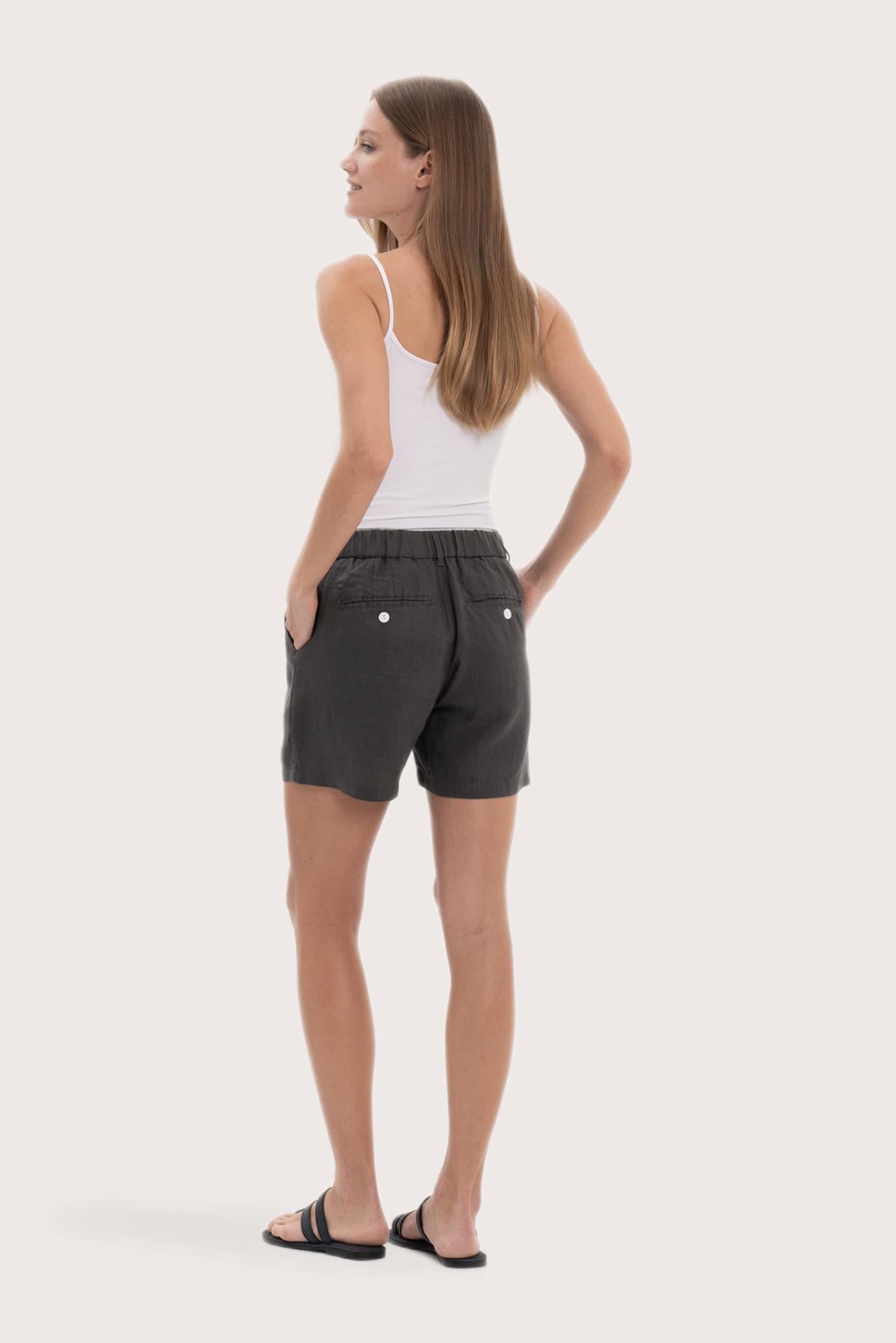 Elegant back view showcasing the clean tailoring and effortless fit
