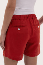 Detailed view highlighting premium linen texture and refined tailoring craftsmanship