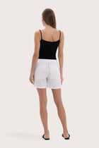 Elegant back view showcasing the clean tailoring and effortless fit