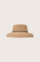 Side profile of the natural straw Keira hat showcasing its classic wide-brim silhouette