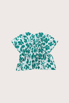 Back view of the green white cotton kids kaftan with a relaxed and comfortable silhouette