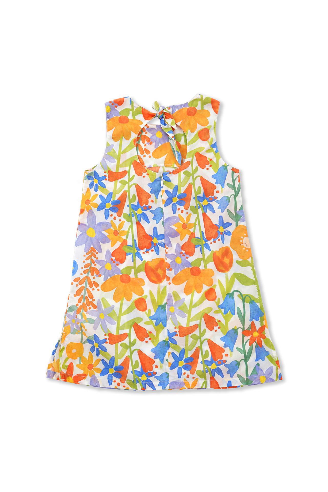 Elegant back view of the Kids Tahiti Dress in Angel's Trumpet