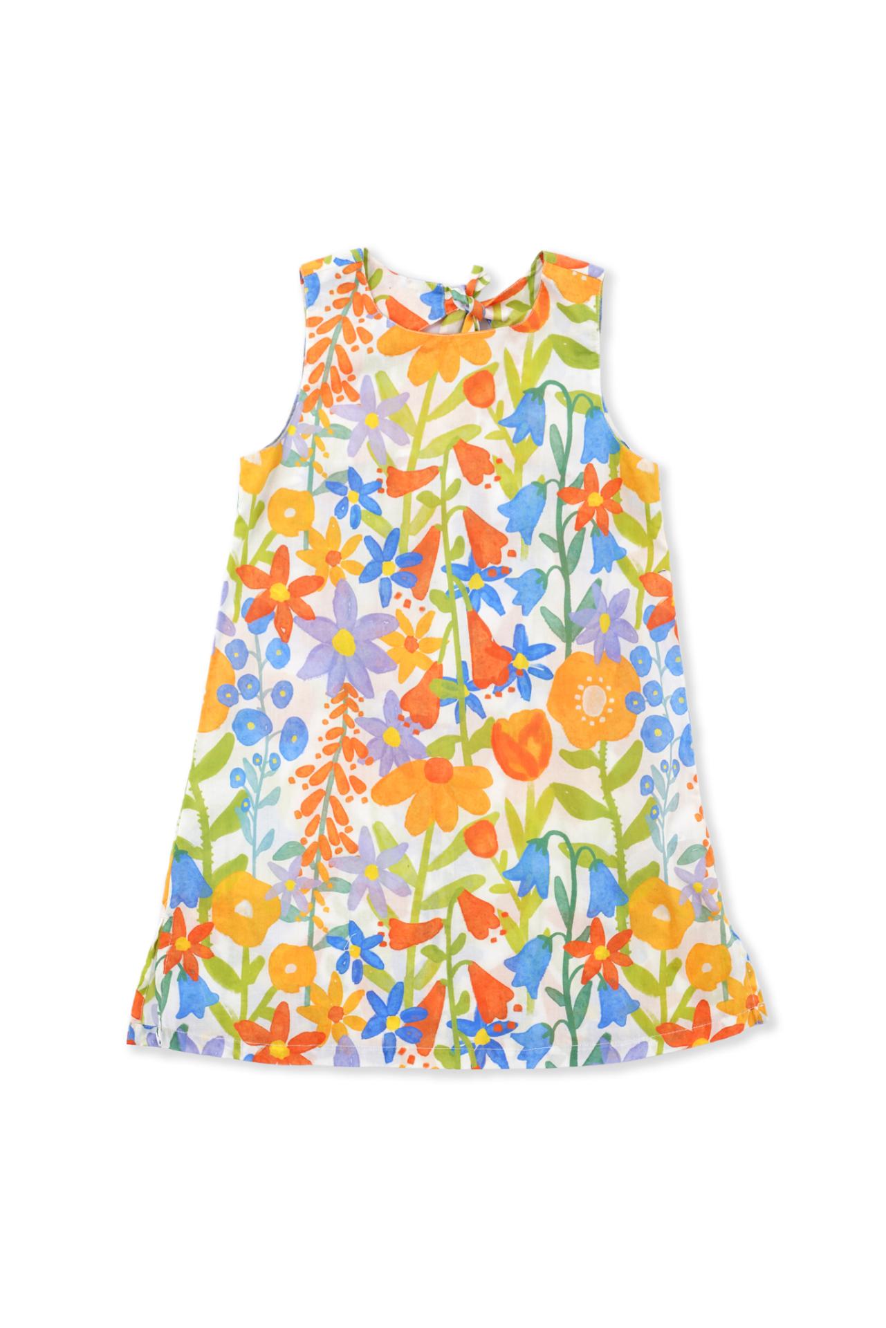 By The Sea Bali Kids Tahiti Dress in Angel's Trumpet print with a graceful tropical silhouette