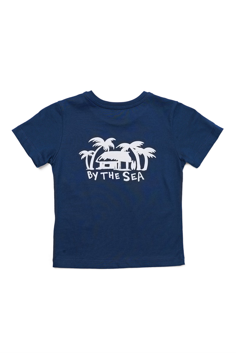 Kids T-shirt By The Sea House in Navy, soft cotton essential with relaxed coastal style