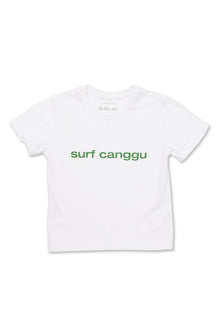 Kids T-shirt SURF CANGGU in White, soft cotton surf-inspired essential for tropical resortwear