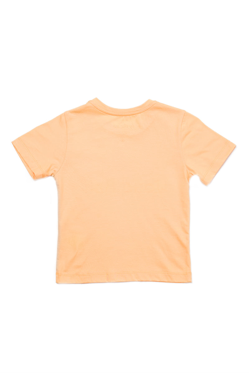 Back view of UBUD BALI Kids T-shirt in Peach with clean minimalist silhouette