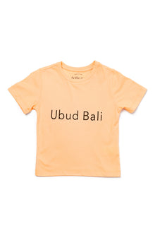 Kids T-shirt UBUD BALI in Peach, soft cotton everyday essential with tropical resortwear feel