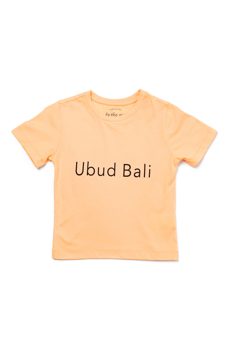 Kids T-shirt UBUD BALI in Peach, soft cotton everyday essential with tropical resortwear feel