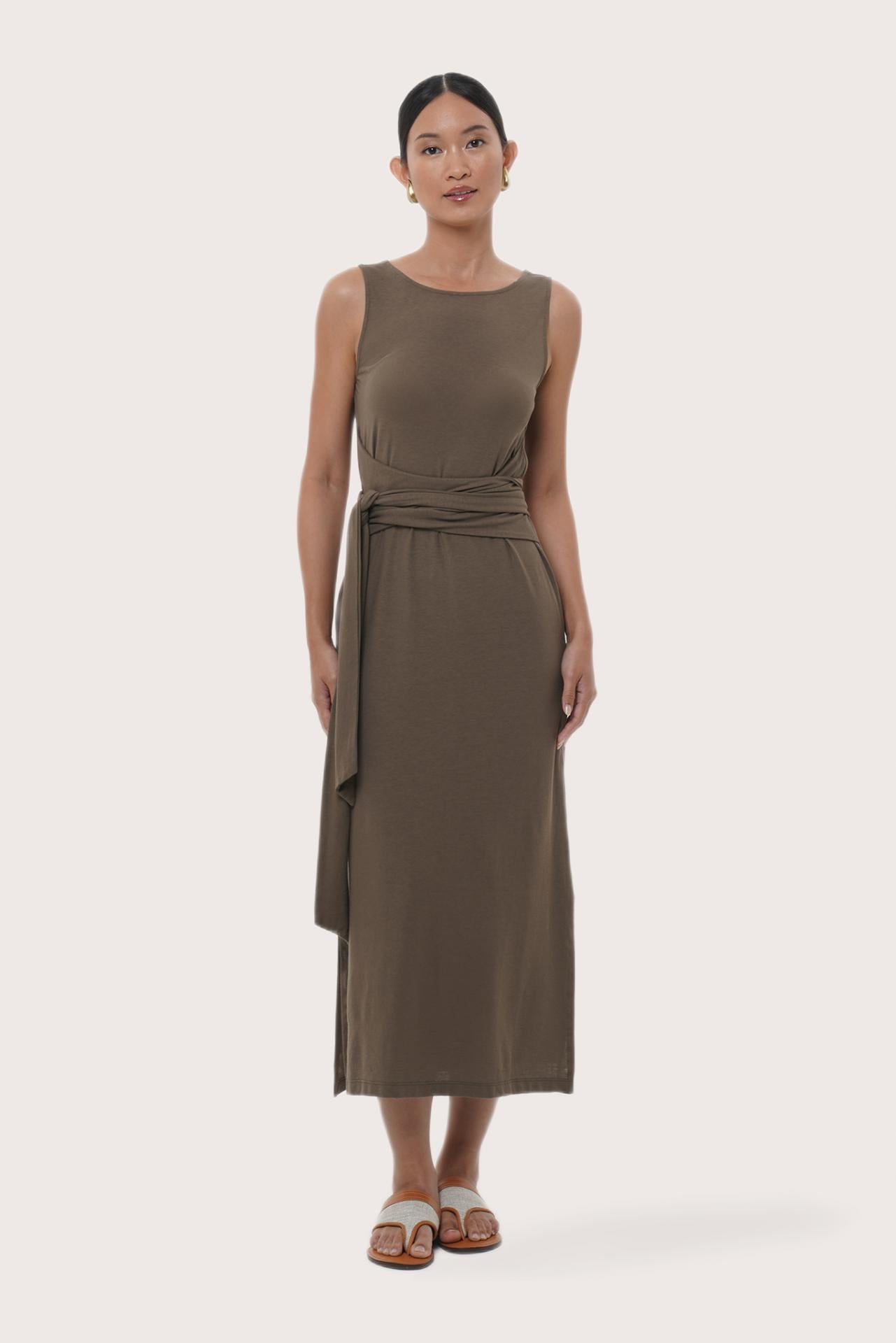 By The Sea Bali Kyra Dress in Brown Grey featuring a relaxed silhouette and effortless resort elegance