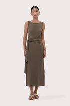 By The Sea Bali Kyra Dress in Brown Grey featuring a relaxed silhouette and effortless resort elegance