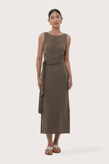 By The Sea Bali Kyra Dress in Brown Grey featuring a relaxed silhouette and effortless resort elegance