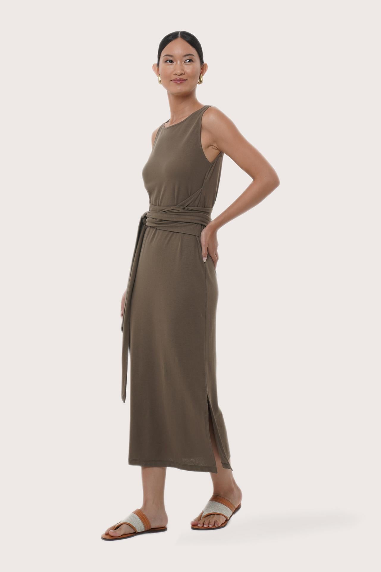 By The Sea Bali Side profile of the Kyra Dress showcasing its graceful drape and relaxed fit