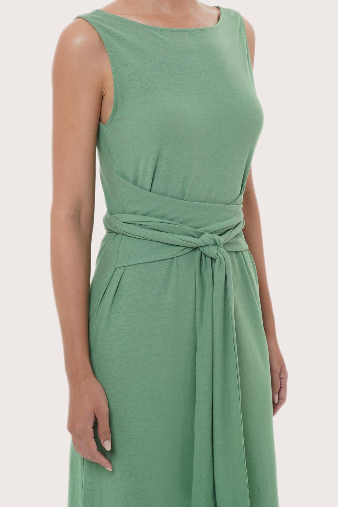 Lightweight fabric detail highlighting the Kyra Dress in Sage