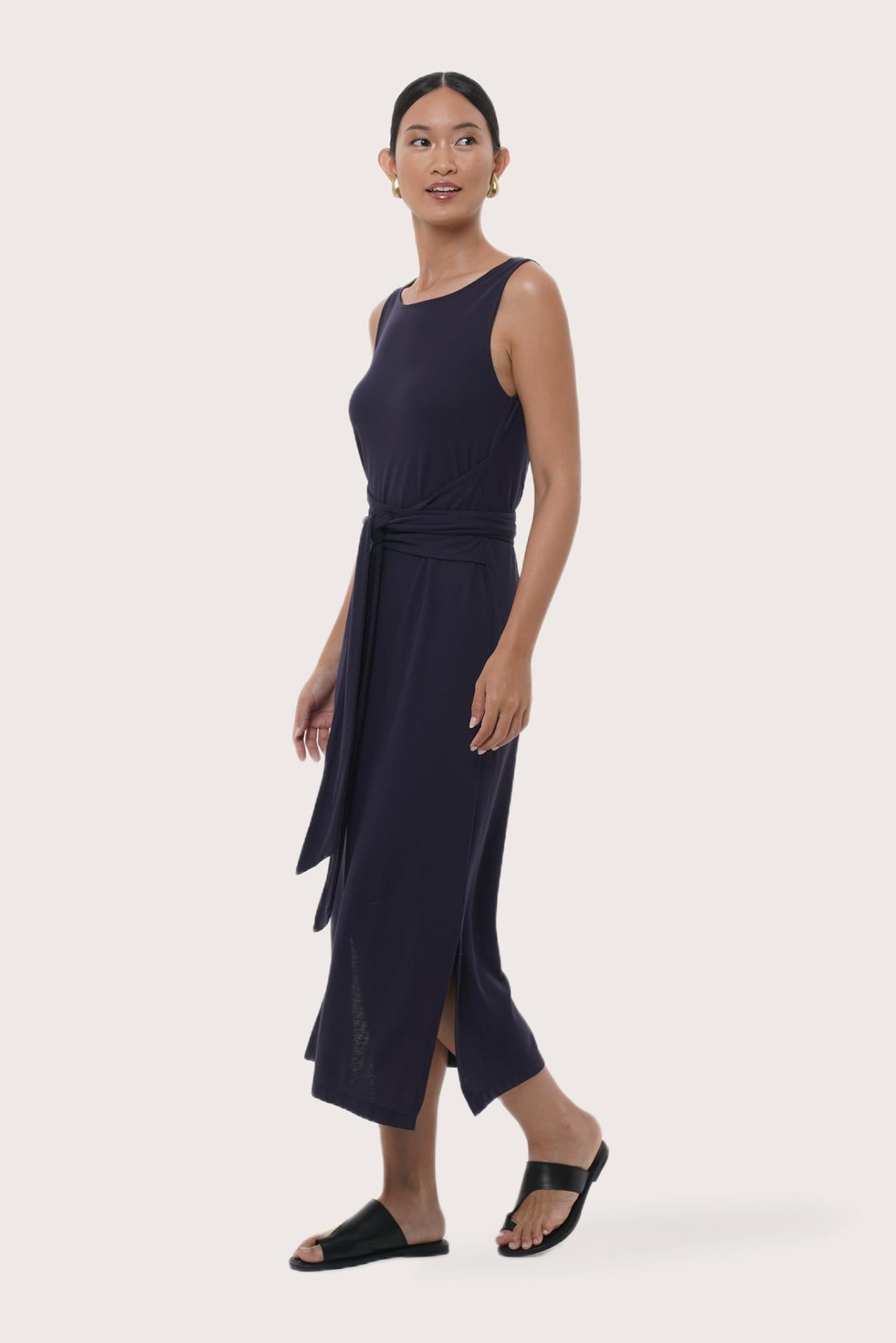 By The Sea Bali Side profile of the Kyra Dress showcasing its graceful drape and relaxed fit