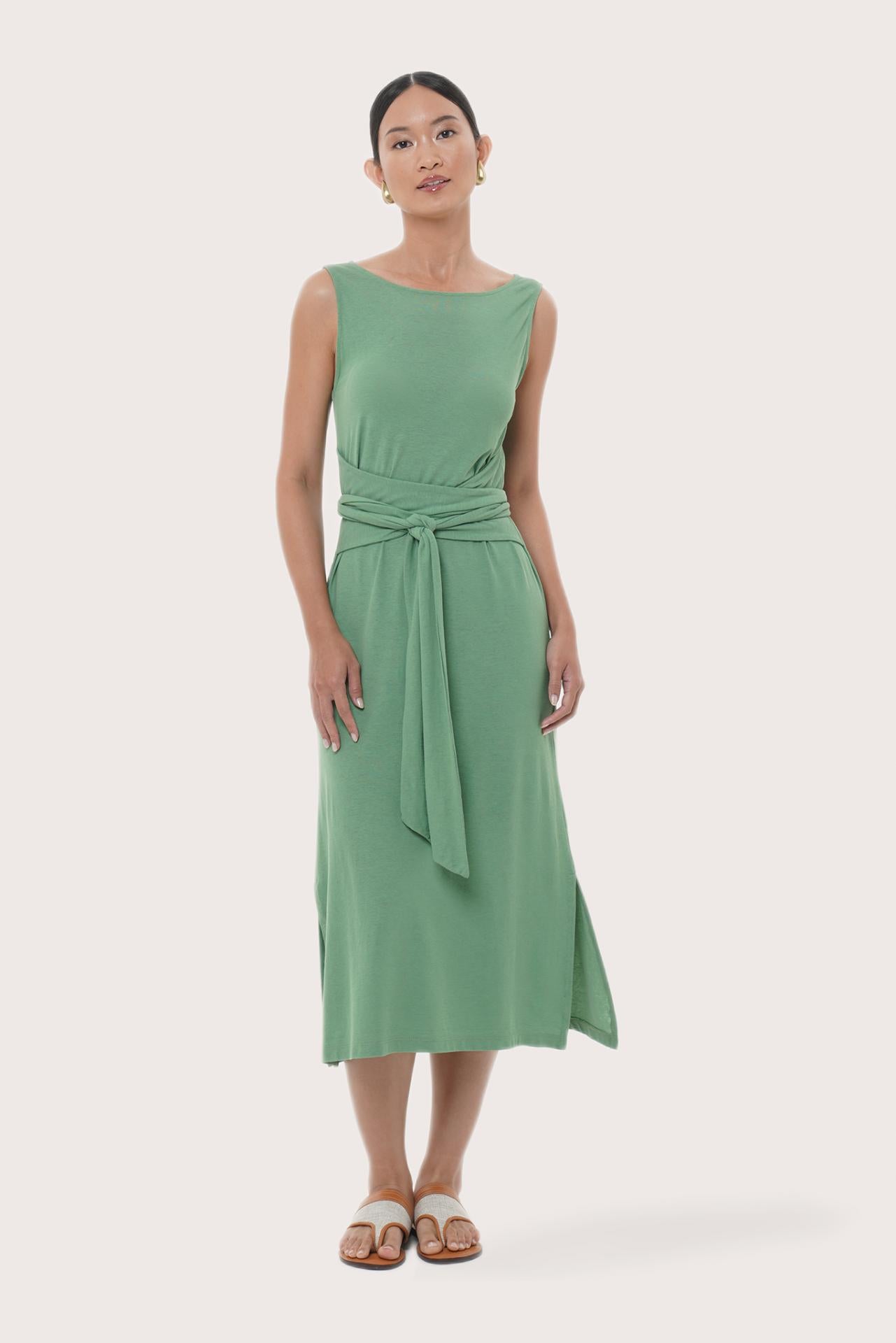 By The Sea Bali Kyra Dress in Sage featuring a relaxed silhouette and effortless resort elegance