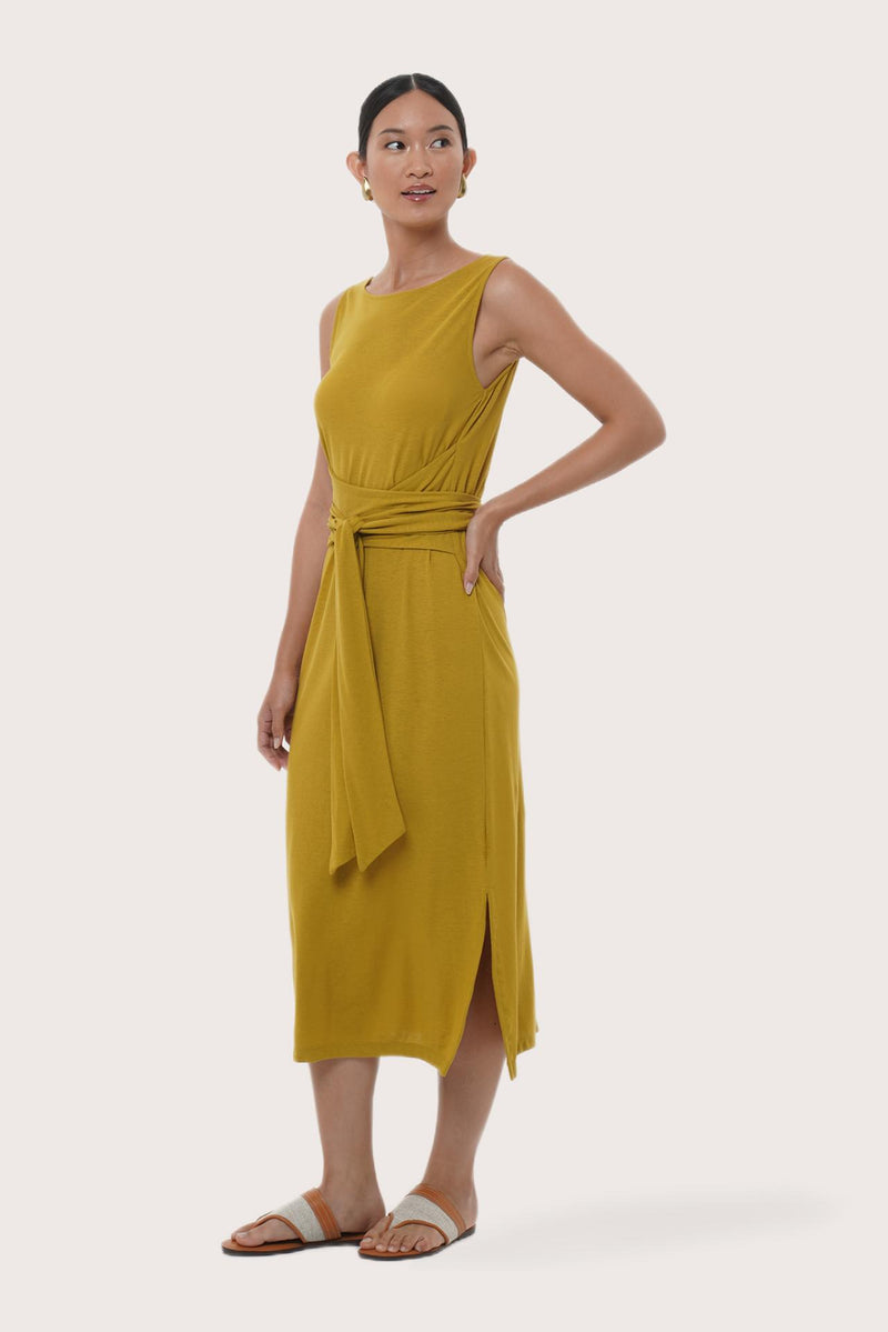 By The Sea Bali Side profile of the Kyra Dress showcasing its graceful drape and relaxed fit