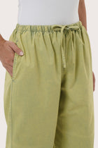 By The Sea Bali Elastic drawstring waist detail on the Ladies Cropped Pants in Sage