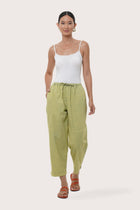 By The Sea Bali Ladies Cropped Pants in Sage featuring a relaxed silhouette and effortless resort style