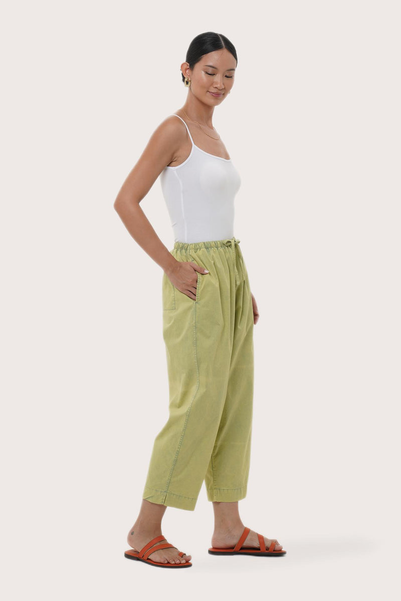 By The Sea Bali Side profile of the Ladies Cropped Pants showcasing their cropped silhouette and relaxed fit