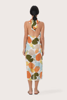 By The Sea Bali Back view of the Laila Wrap Dress in Fun Polka Multicolor