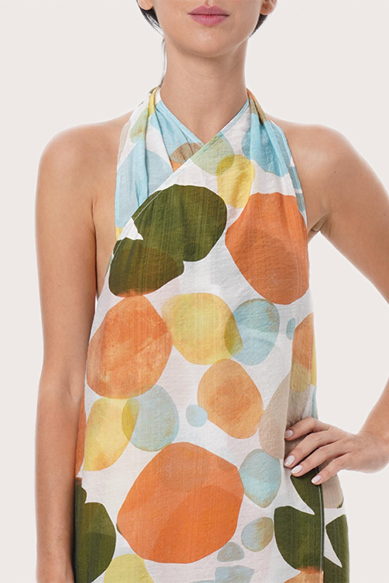 By The Sea Bali Fun Polka Multicolor print detail on the Laila Wrap Dress