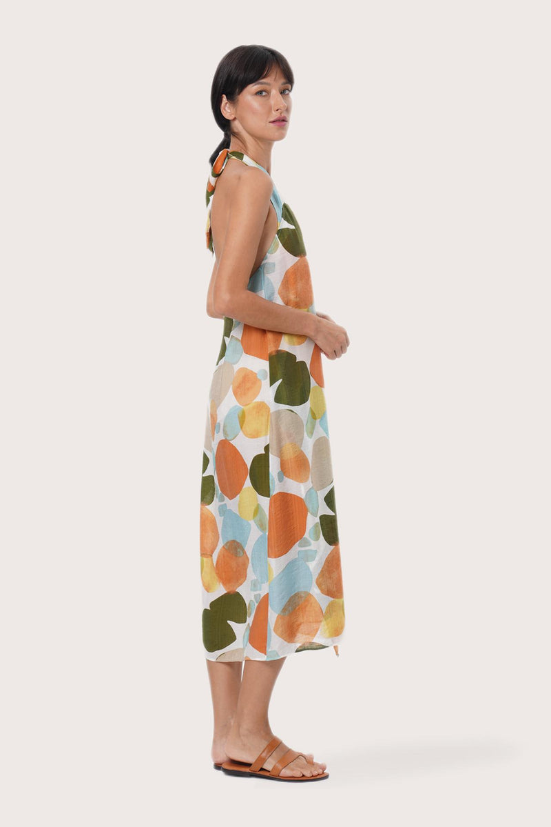 By The Sea Bali Side profile of the Laila Wrap Dress showcasing its flattering wrap design and fluid drape