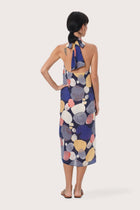 By The Sea Bali Back view of the Laila Wrap Dress in Fun Polka Navy
