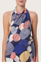 By The Sea Bali Fun Polka Navy print detail on the Laila Wrap Dress