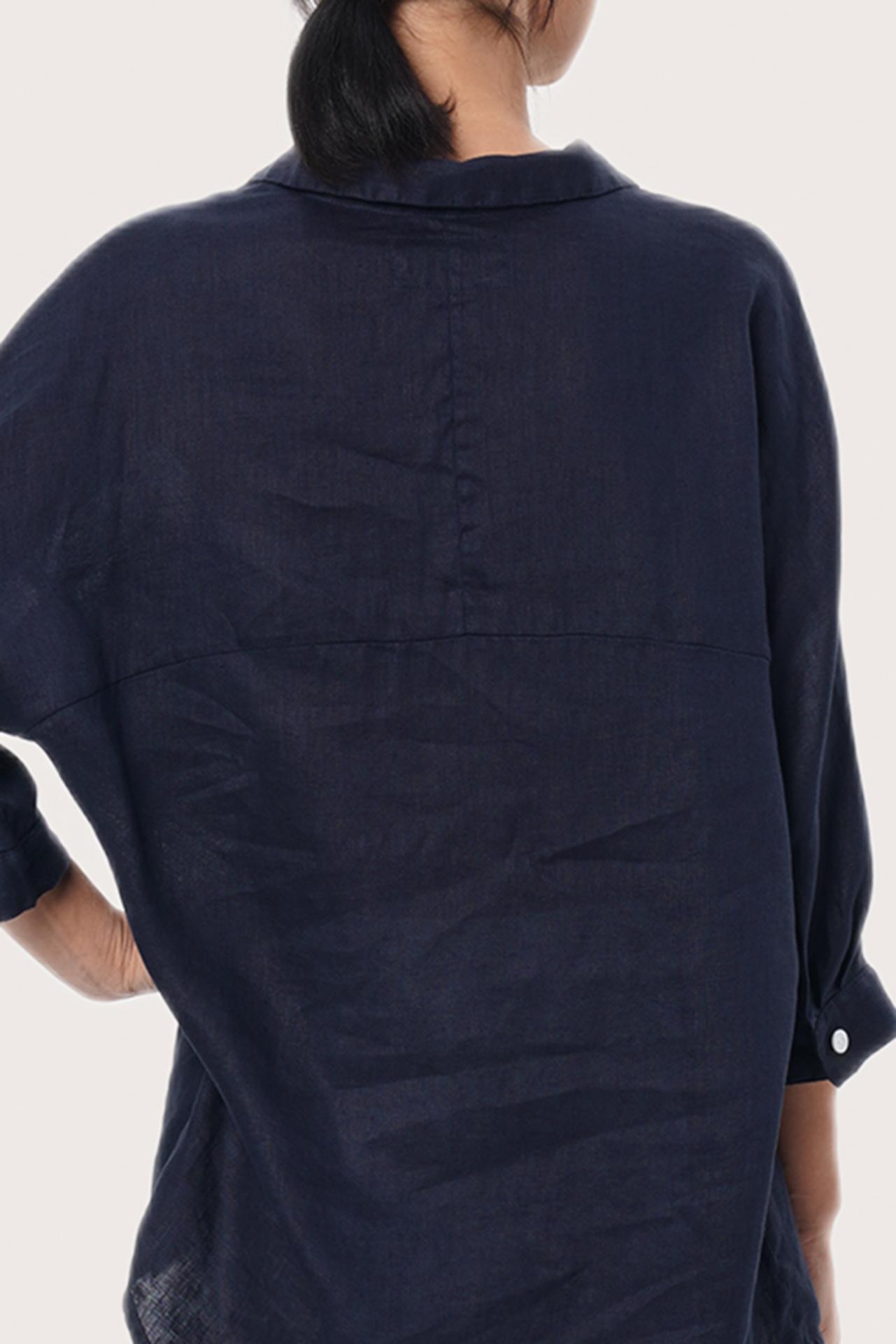 By The Sea Bali Back view of the Laura Linen Shirt in Navy