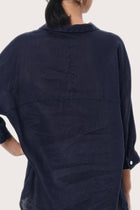 By The Sea Bali Back view of the Laura Linen Shirt in Navy