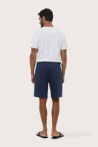Back view of the La Brisa linen bermuda shorts with a relaxed and tailored silhouette