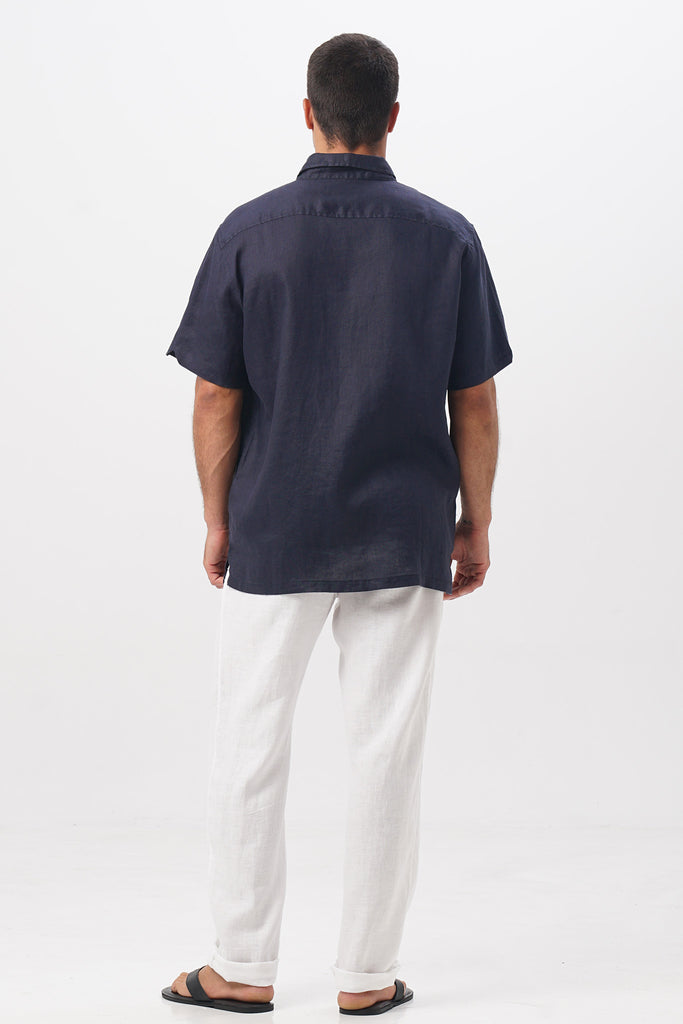 Mori Linen Shirt Navy