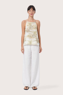 By The Sea Bali Linen Square Top in The Island Multicolor print with crisp white base