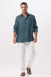 Baron Linen Shirt Army Green