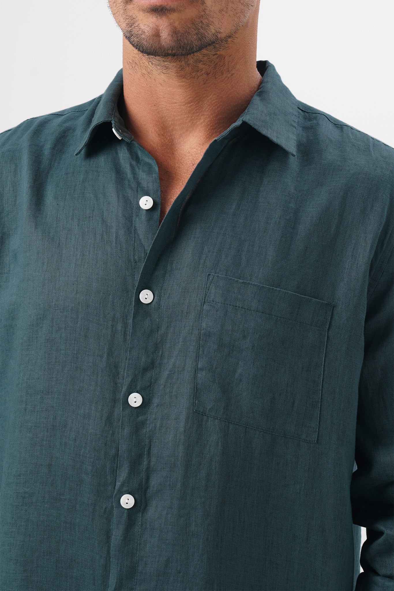 Baron Linen Shirt Army Green