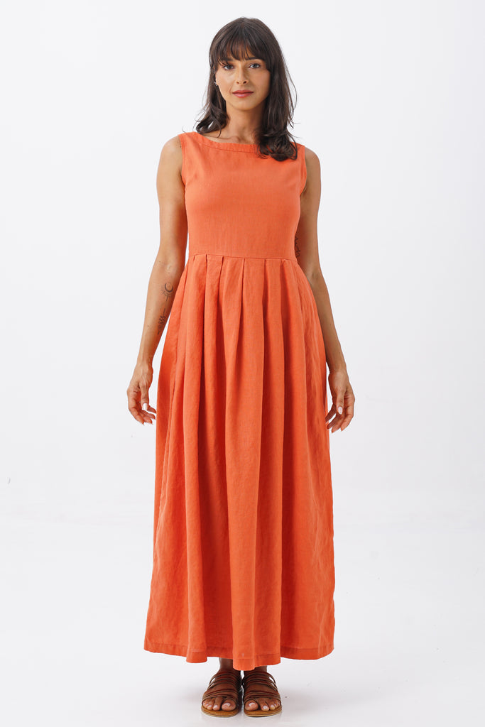 linen maxi dress orange