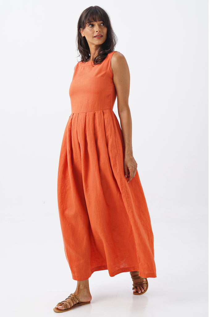 linen maxi dress orange