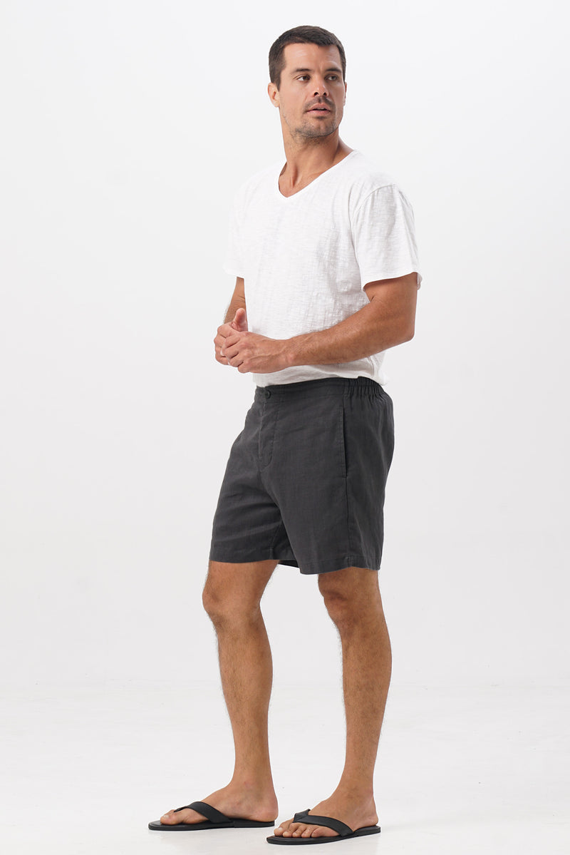 Gowa Linen Shorts Grigio Scuro