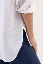 Close-up of the hem of the Loose highlighting clean stitching and durable garment finishing.